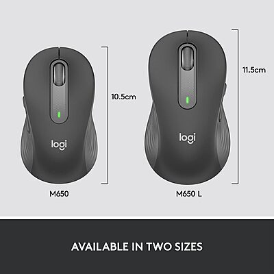 Logitech Signature M650 L for Business Wireless Mouse, for Large Sized Hands, Logi Bolt, Bluetooth, SmartWheel - Graphite