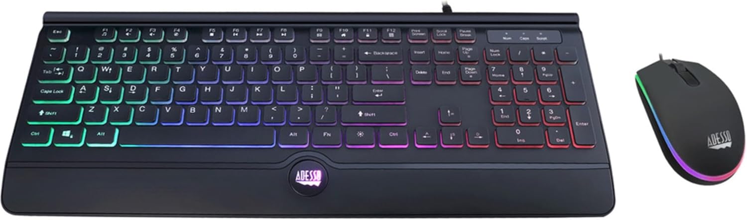 Adesso EasyTouch 137CB Illuminated Gaming Keyboard & Mouse Combo - USB Cable - 104 Key - English (US) - AKB137CB