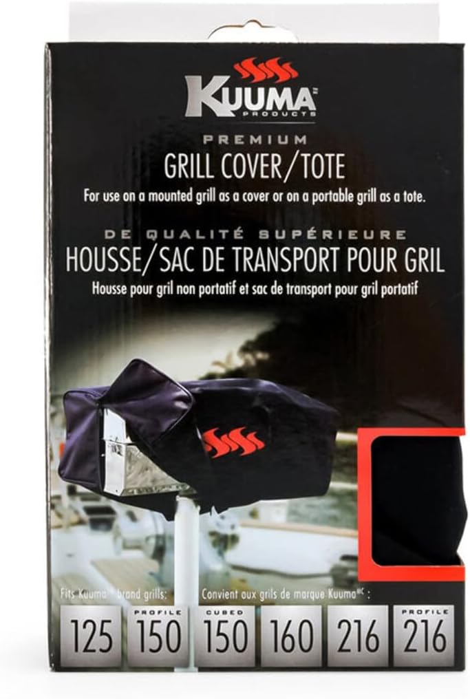 Camco Kuuma Black Portable Grill Cover | Safely Protects Kuuma Grills from Outdoor Elements | For Use on Mounted Kuuma