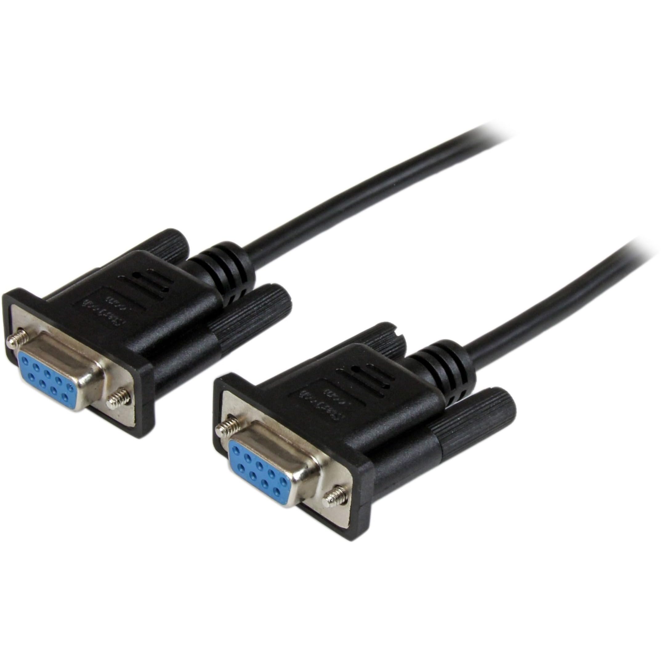 StarTech.com 2m Black DB9 RS232 Serial Null Modem Cable F/F - DB9 Female to Female - 9 pin RS232 Null Modem Cable - 2 meter
