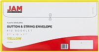 JAM PAPER Plastic Envelopes with Button & String Tie Closure - 12 Pack