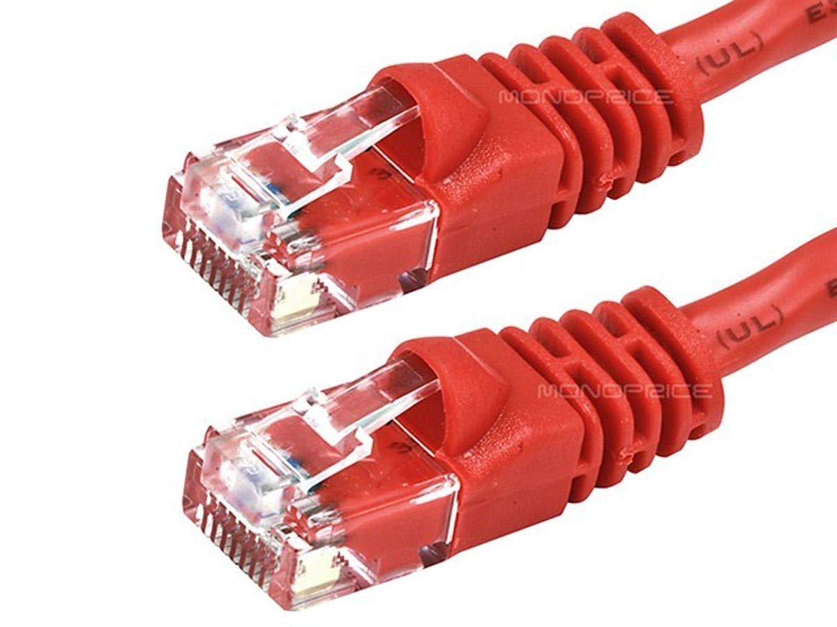 Monoprice Cat5e Crossover Patch Cable UTP 24AWG 350MHz Pure Bare Copper Snagless RJ45 Fullboot Series