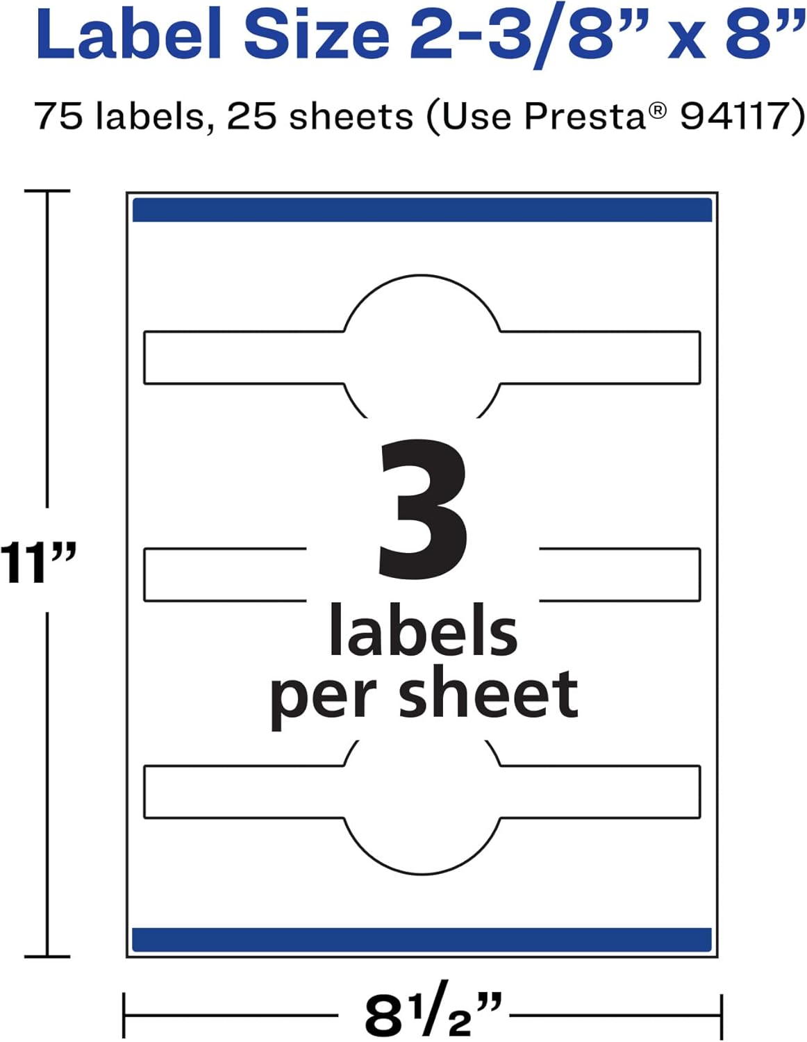 AVERY Durable Waterproof Wraparound Band Labels, Sure Feed Technology, 2-3/8" x 8", Cigar Band Labels