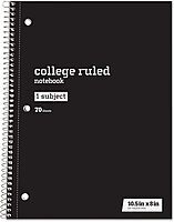 Just Basics® Wirebound Notebook, 8" x 10-1/2", College Ruled, 70 Sheets, Assorted Colors, Pack of 6