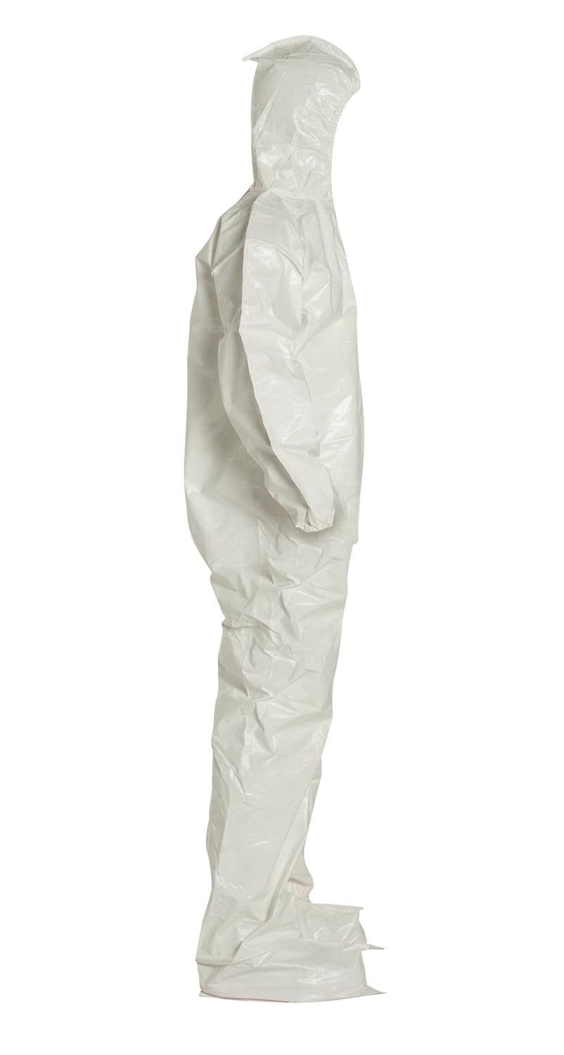 DuPont Tychem 4000 SL122B Chemical Resistant Coverall with Hood and Boots, Disposable, Bound Seams, Elastic Cuff - 12-PACK