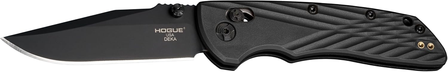 Hogue Deka ABLE Lock Folding Knife 3.25" CPM-MagnaCut Black Cerakote Clip Point Blade, Black Polymer Handles