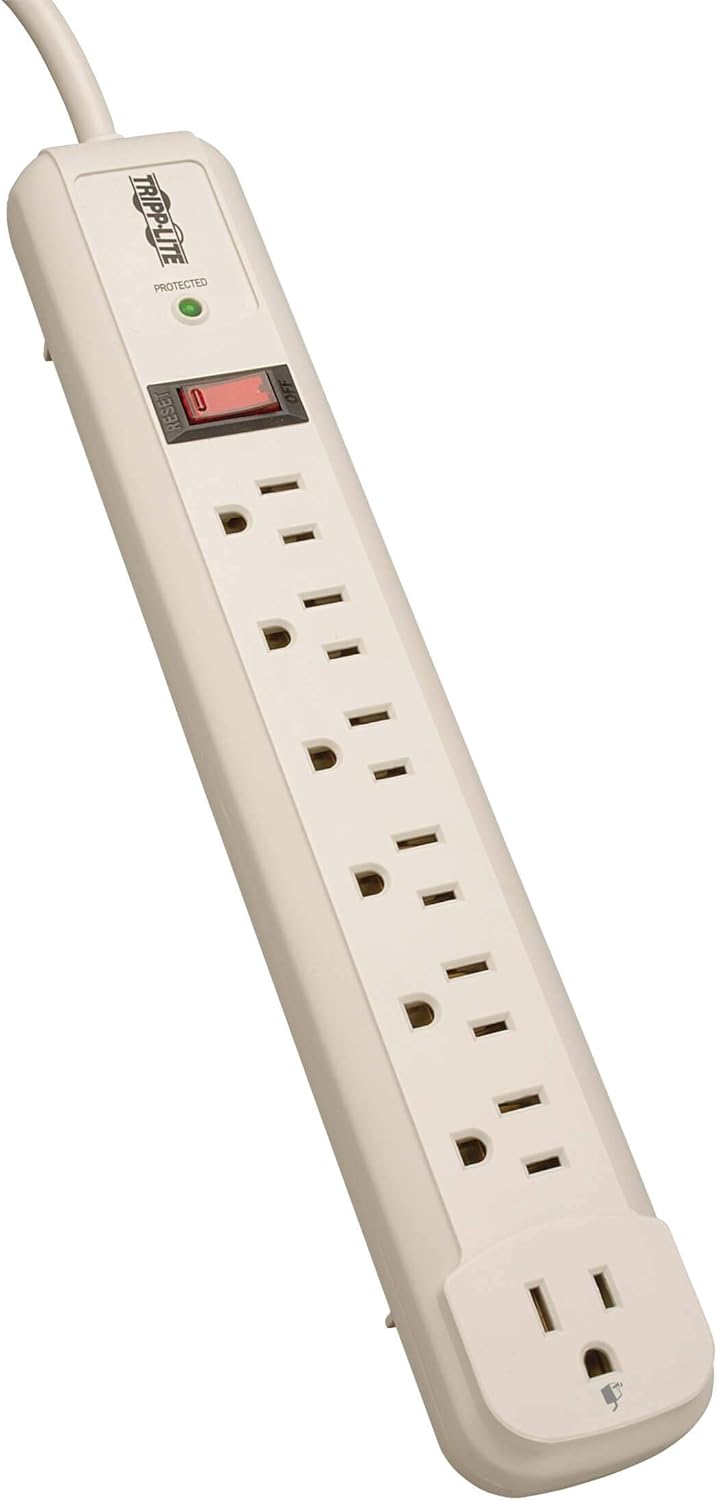 TRIPP LITE 7-Outlet Surge Protector Power Strip (6 Right-Angle + 1 Transformer), 4 ft Cord