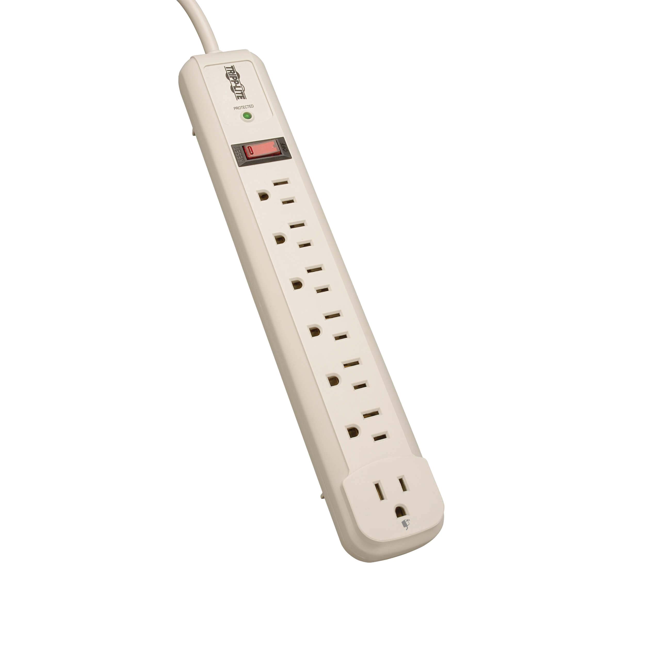 TRIPP LITE 7-Outlet Surge Protector Power Strip (6 Right-Angle + 1 Transformer), 4 ft Cord