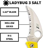 Spyderco Ladybug 3 Salt Lightweight Knife with 1.88" Corrosion Resistant H-1 Hawkbill Blade and Durable Hi-Viz Yellow FRN