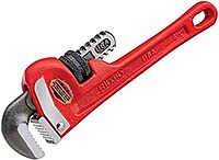 RIDGID 31010 Model 10 Heavy-Duty Straight Pipe Wrench, 10-inch Plumbing Wrench, Red, Black