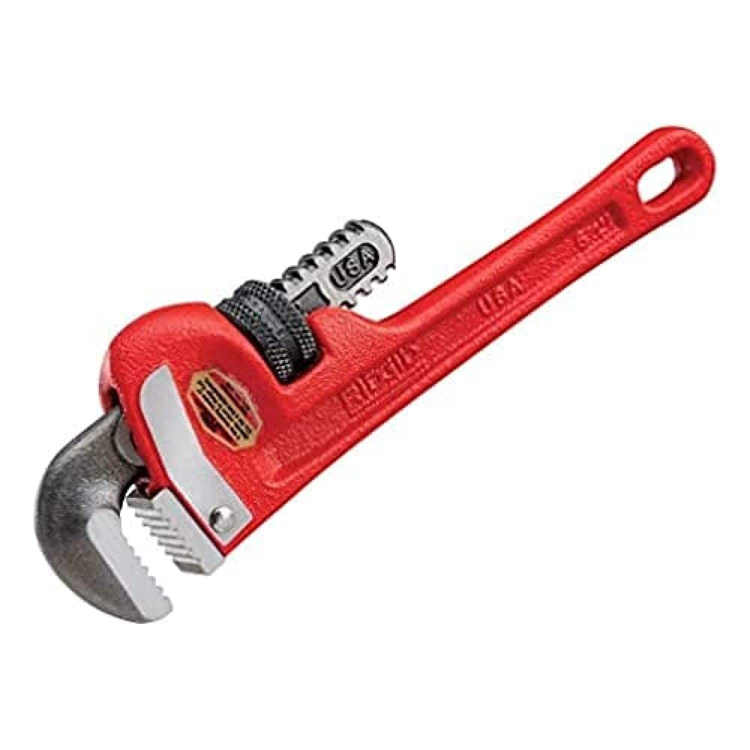 RIDGID 31010 Model 10 Heavy-Duty Straight Pipe Wrench, 10-inch Plumbing Wrench, Red, Black