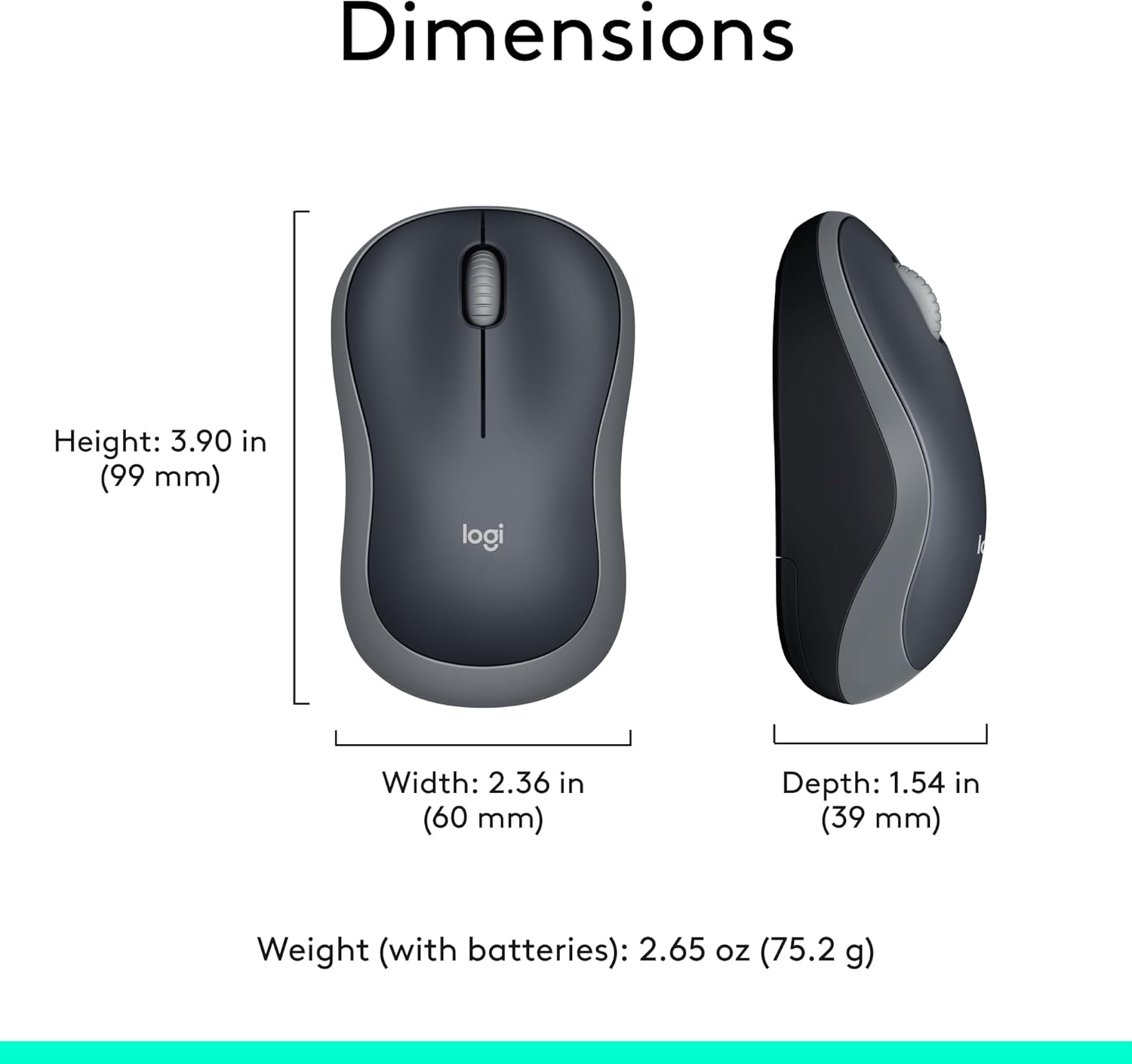 LOGITECH M185 Wireless Mouse, 2.4GHz with USB Nano Receiver, 1000 DPI, Ambidextrous