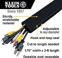 Klein Tools 450-330 Cable Management Sleeve, Cord Management for Home, Office or Job, 1-3/4-Inch Max Diameter, 3-Foot Length