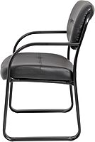 Boss Office Products Leather Sled Base Side Guest Chair, Black