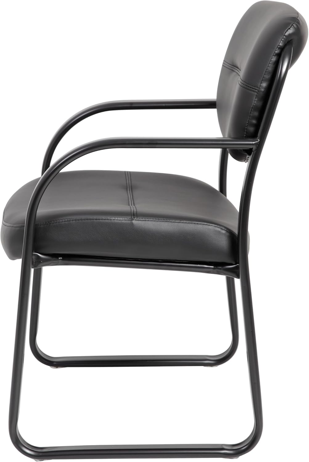 Boss Office Products Leather Sled Base Side Guest Chair, Black