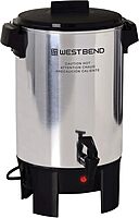 West Bend Coffee Urn Highly-Polished Aluminum Features Automatic Temperature Control with Cup Per Minute Brewing and Easy