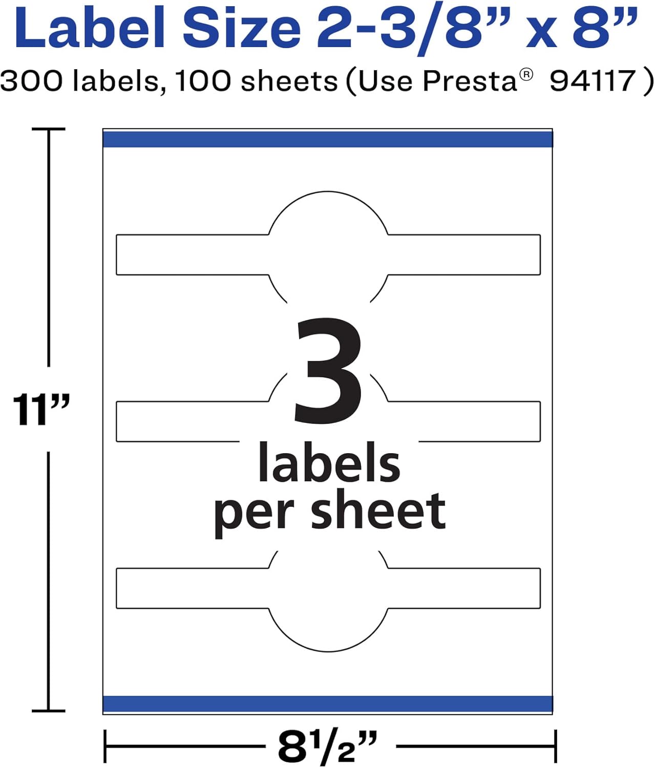 AVERY Matte White Wraparound Band Labels, Sure Feed Technology, 2-3/8" x 8", Cigar Band Labels, Permanent Adhesive - E8162F