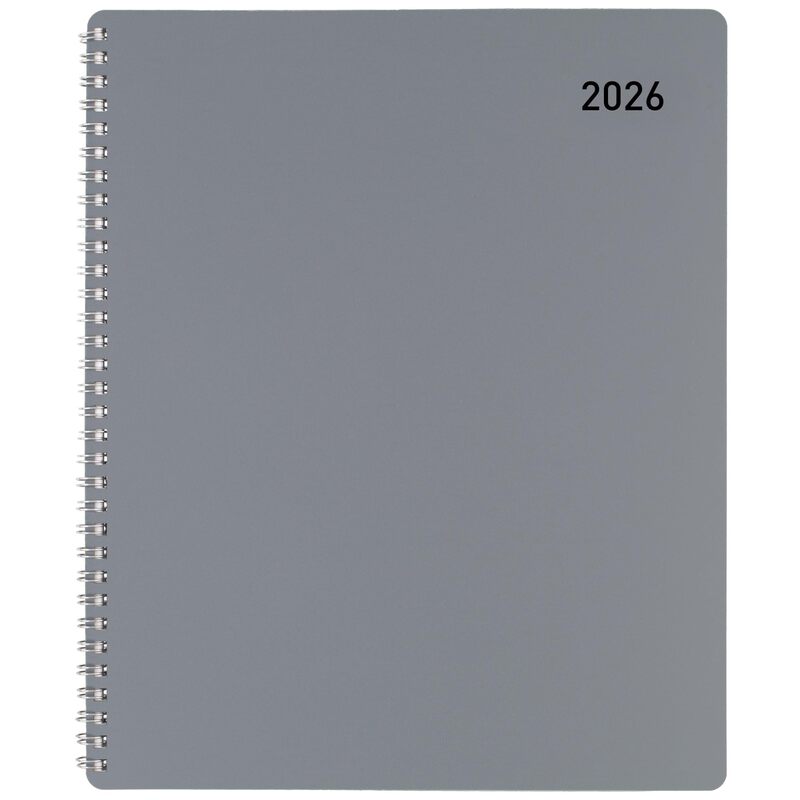 Office Depot Brand Monthly Planner, 8 1/2" x 11", Silver, January 2026 to December 2026, OD00163026