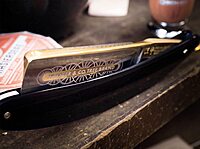 Boker Manufaktur Solingen 14Er Straight Razor - 8/8" 24K Adorned Carbon Steel Blade, Acrylic Handle