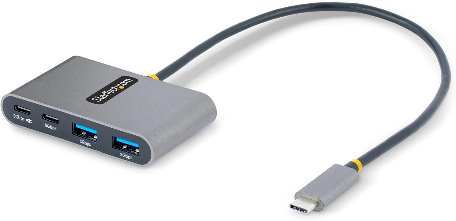 StarTech.com 4-Port USB-C Hub with 100W Power Delivery Pass-Through - 2X USB-A + 2X USB-C - 5Gbps - 1ft (30cm) Long Cable