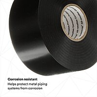 3M Scotchrap Vinyl Corrosion Protection Tape 50, Unprinted, 2 in x 100 ft, Black, 1 Roll, Premium Grade, 10 mil Thick
