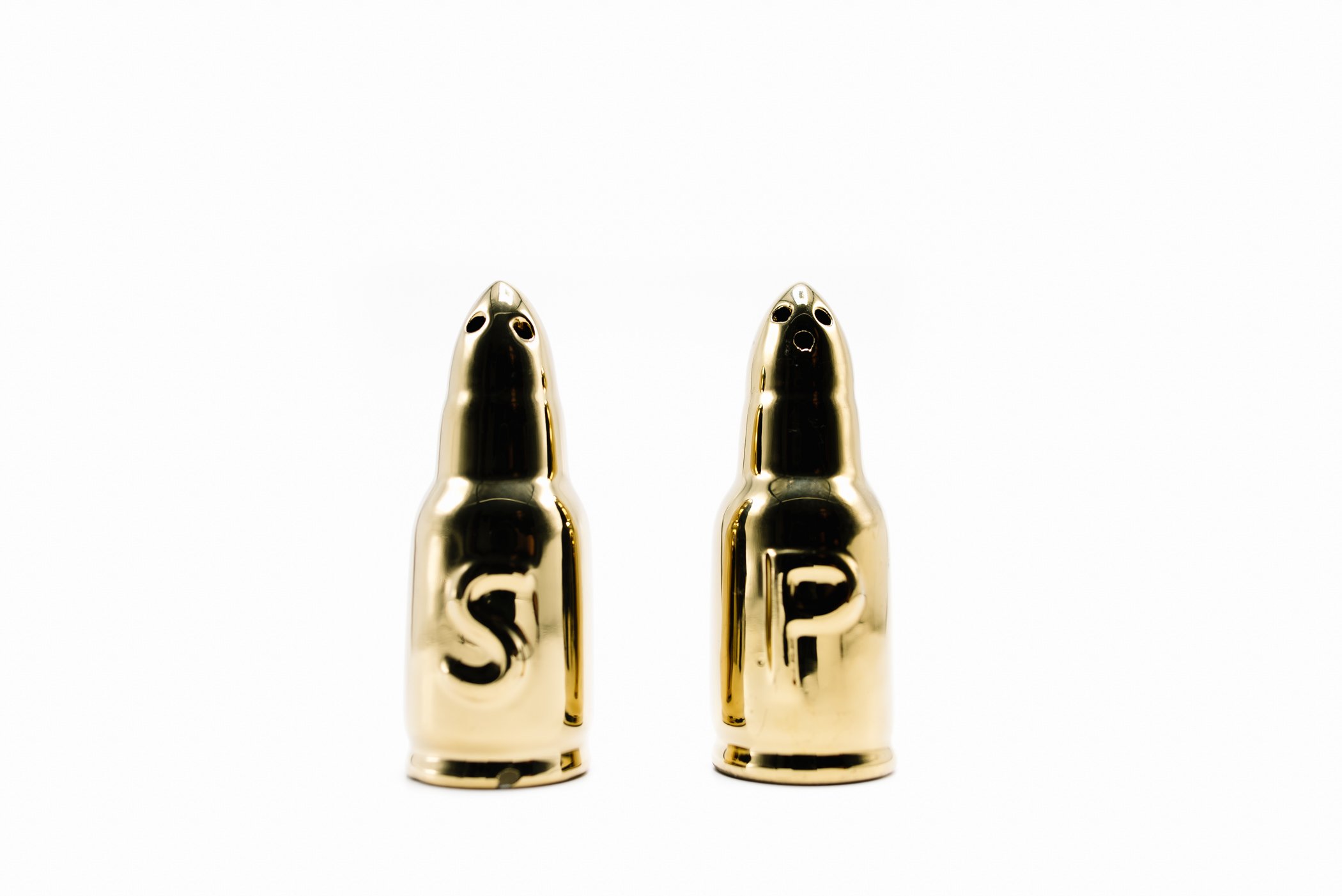 Caliber Gourmet Salt and Pepper Shakers Set For Kitchen Table, Bullet Style, Cooking Table, Collectible, Outdoors, Camping
