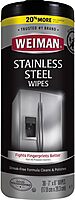 Weiman Stainless Steel Cleaner, 30 Count Cleaning Wipes, Removes Dirt, Grime, and Grease, No Streaks or Residue