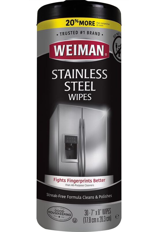 Weiman Stainless Steel Cleaner, 30 Count Cleaning Wipes, Removes Dirt, Grime, and Grease, No Streaks or Residue