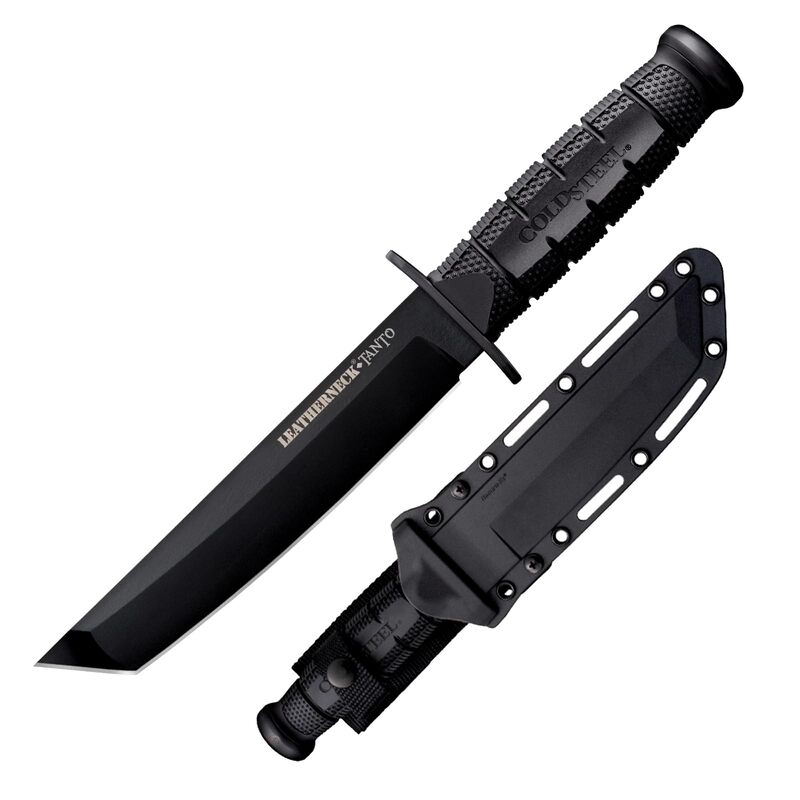 Cold Steel Leatherneck Tanto 7" German D2 Razor-Sharp Blade 5" Kray-Ex Durable Handle Tactical Military Knife withSecure-Ex