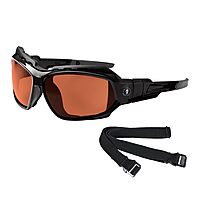Ergodyne Skullerz LOKI Convertible Polarized Safety Spoggles- Includes Foam Gasket and Strap to Convert to Goggle Polarized Copper Lens, Black Frame