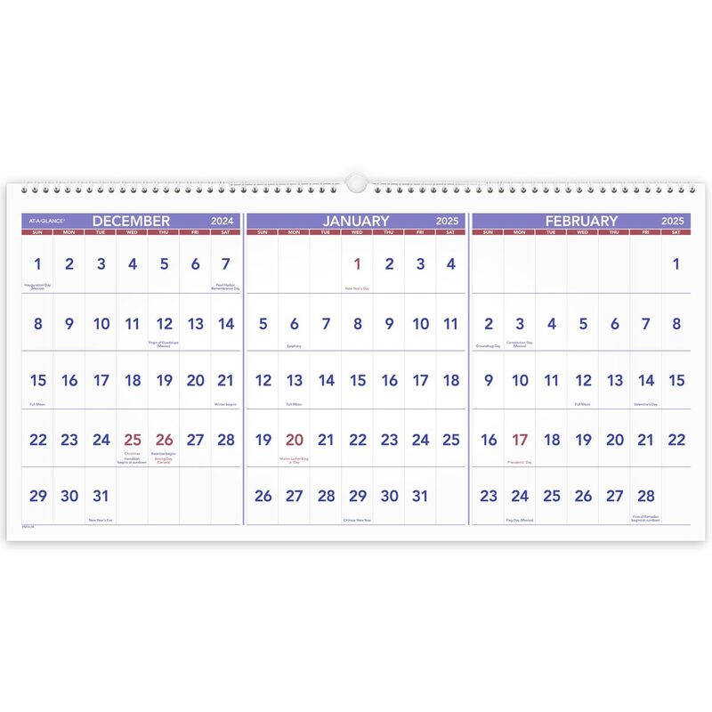 AT-A-GLANCE Three-Month Reference Wall Calendar
