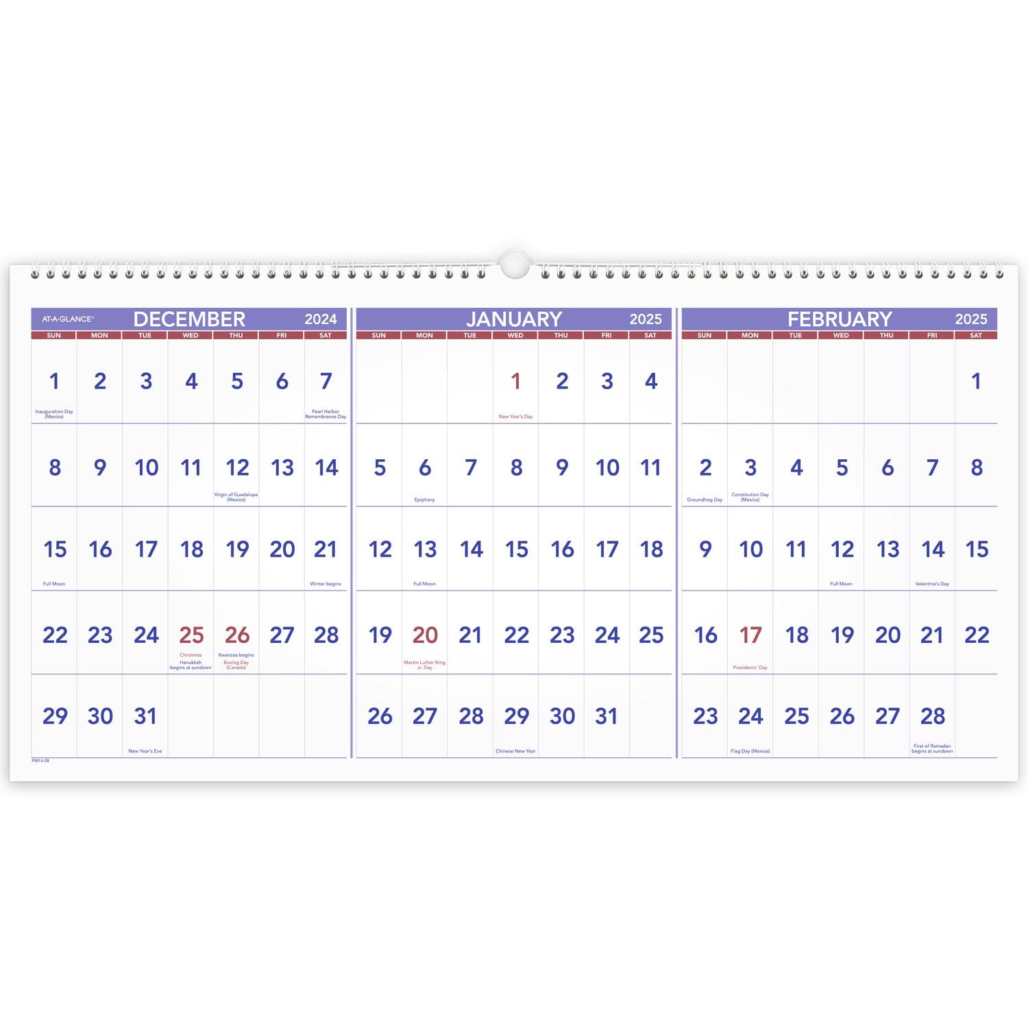 AT-A-GLANCE Three-Month Reference Wall Calendar