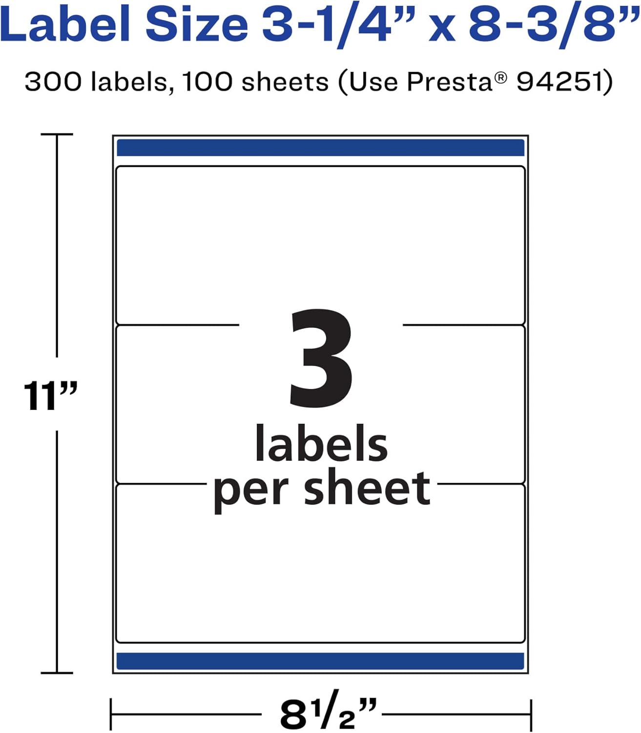 Avery Durable Waterproof Rectangle Labels, Sure Feed Technology, 3-1/4" x 8-3/8"