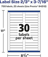 Avery Glossy Clear Rectangle Labels, Sure Feed Technology, 2/3" x 3-7/16"