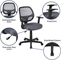 FLASH FURNITURE Flash Fundamentals Mid-Back Mesh Swivel Ergonomic Task Office Chair with Arms