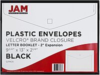 JAM PAPER Plastic Booklet Expansion Envelopes with Hook & Loop Closure - Letter