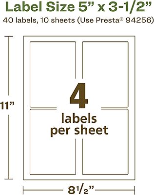 Avery EcoFriendly Matte White Recycled Rectangle Labels, 5" x 3.5", Permanent Adhesive, Laser/Inkjet Printable