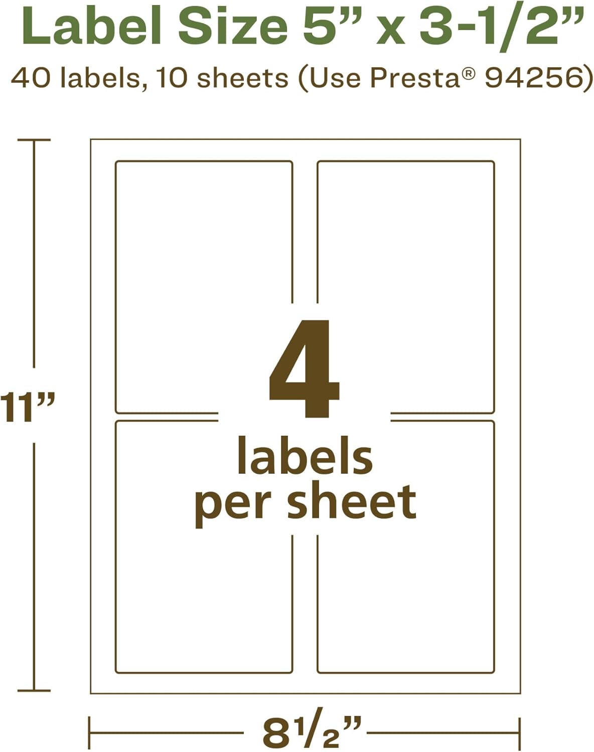 Avery EcoFriendly Matte White Recycled Rectangle Labels, 5" x 3.5", Permanent Adhesive, Laser/Inkjet Printable