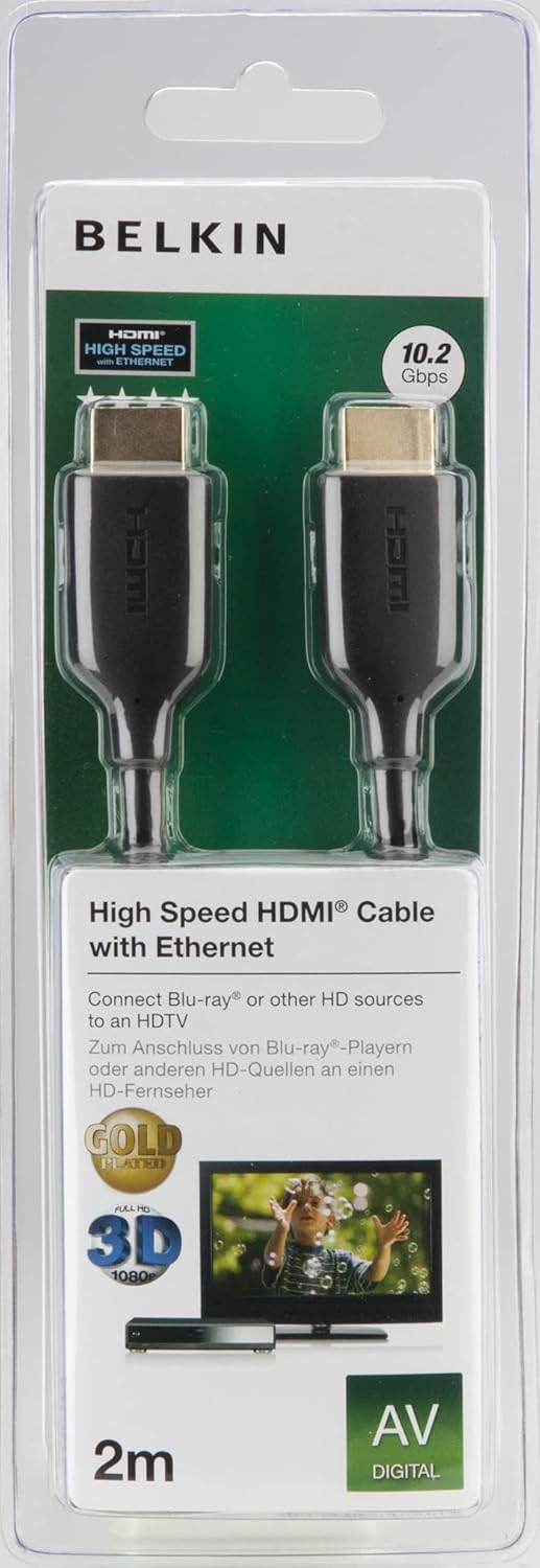 Belkin High Speed HDMI Cable with Ethernet - HDMI cable with Ethernet - HDMI male to HDMI male - 2 m - 4K support