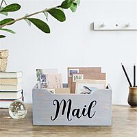 Elegant Designs Rustic Farmhouse Wooden Tabletop Mail Organizer Box