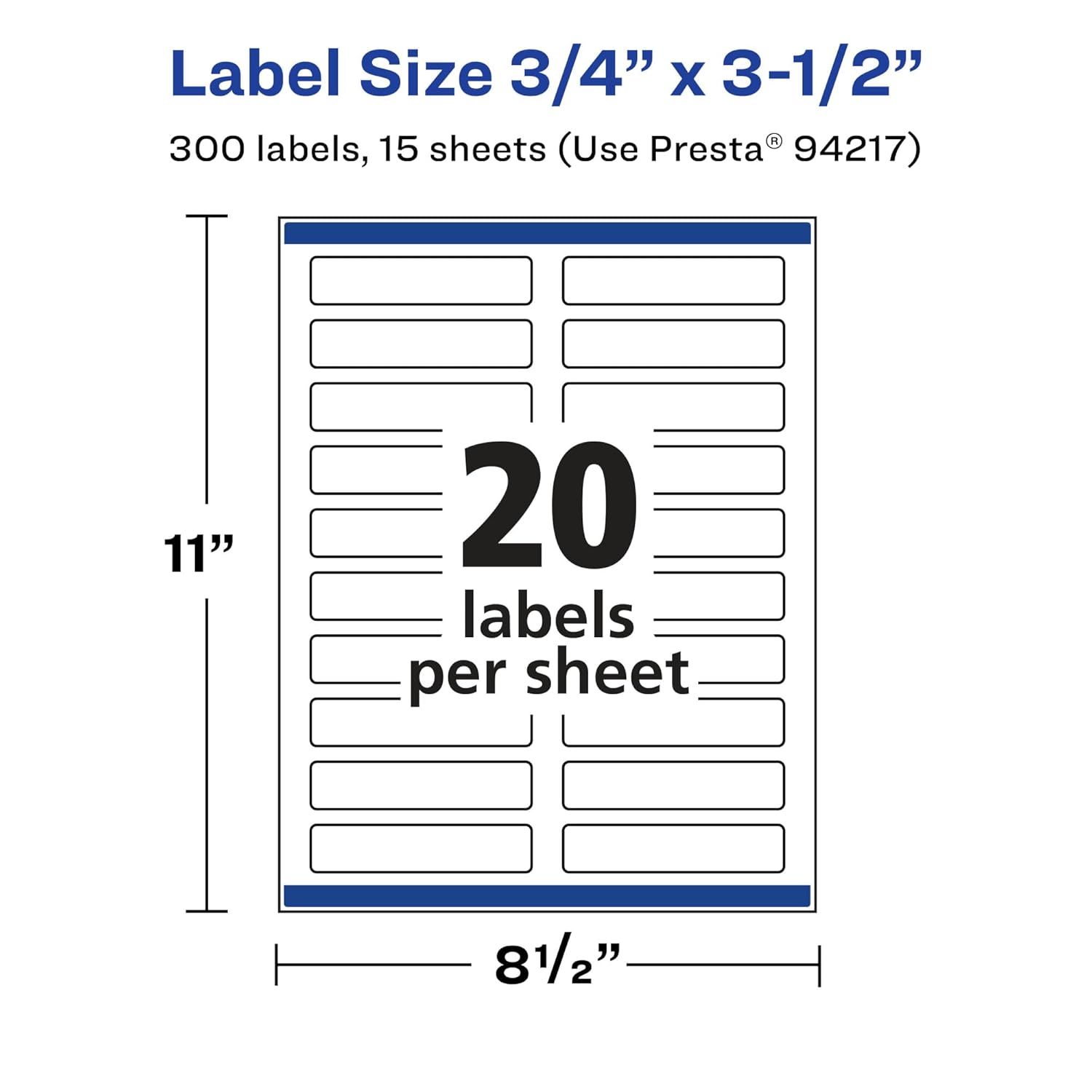 Avery Matte White Removable Rectangle Labels, 0.75" x 3.5", Sure Feed Technology, Print-to-The-Edge, Laser/Inkjet Printable