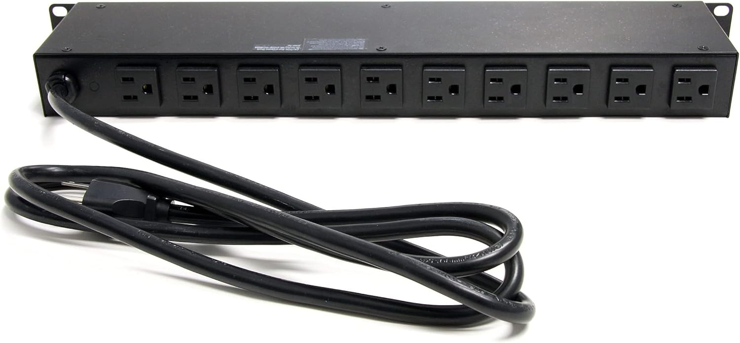 StarTech.com 16 Outlet Horizontal 1U Rack Mount PDU Power Strip for Network Server Racks - Surge Protection - 120V/15A