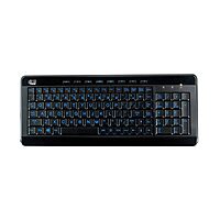 AKB-120EB 3-Color Illuminated Compact Multimedia Keyboard with Large Print Keys and Hotkeys