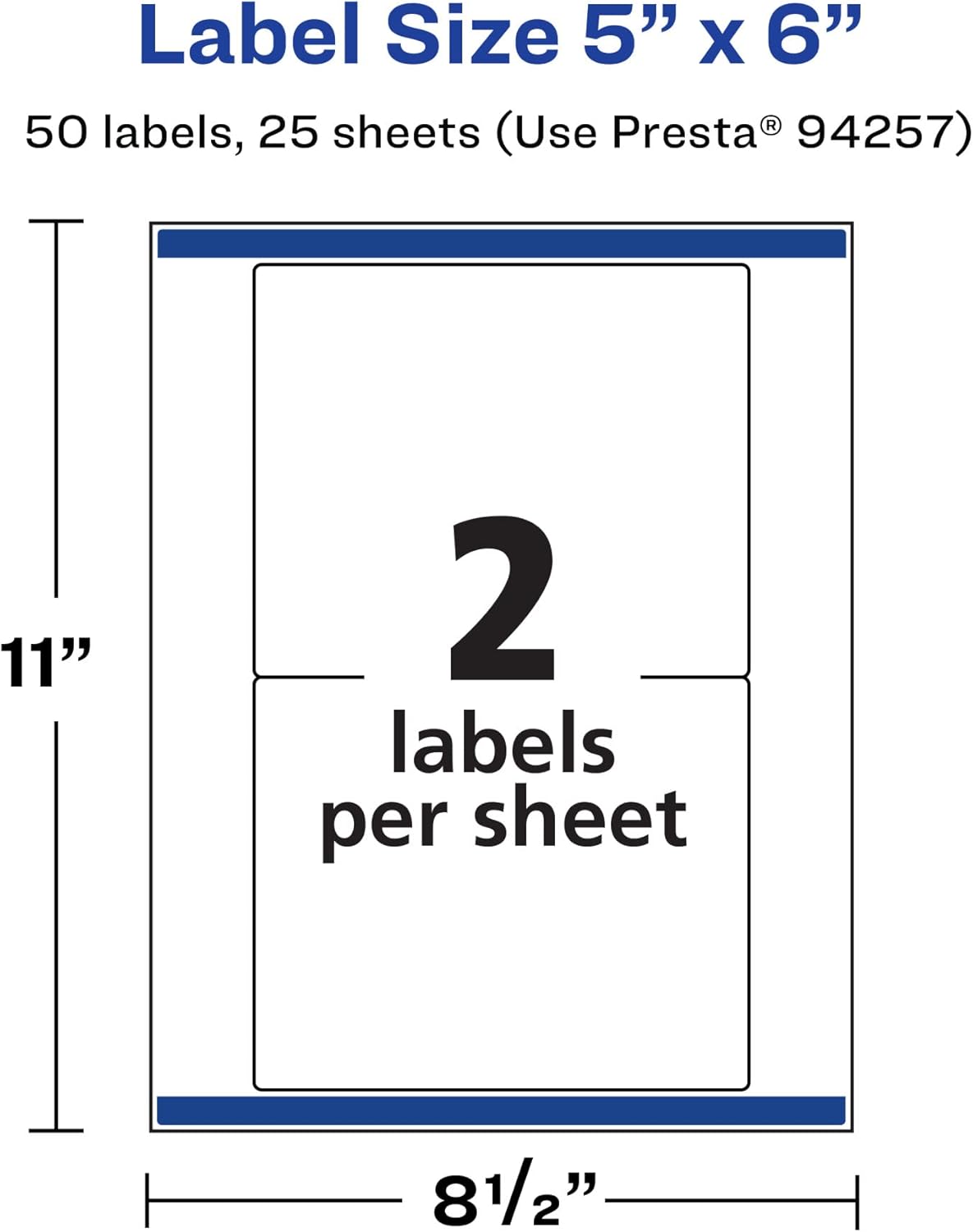 Avery Matte White Rectangle Labels, Sure Feed Technology, 5" x 6"