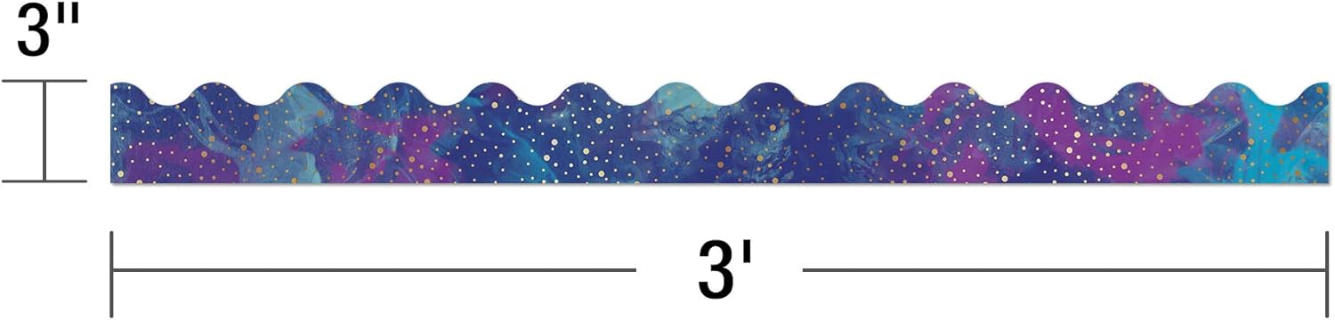 Carson Dellosa Galaxy Bulletin Board Borders, 39 Feet of Scalloped Marble, Gold Dot Classroom Borders for Bulletin Board