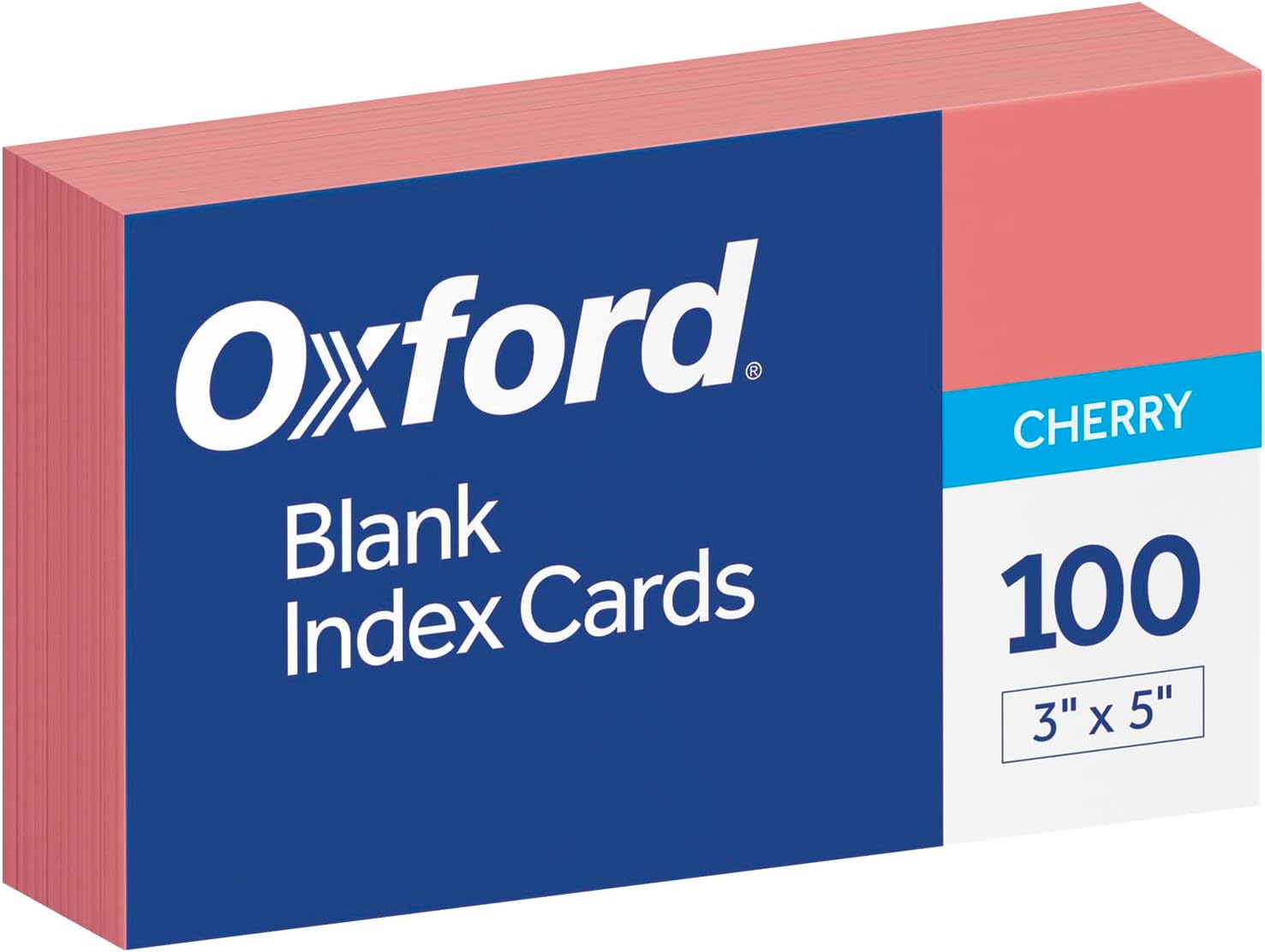 Oxford Blank Color Index Cards, 3" x 5", Cherry, 100 Per Pack (7320 CHE) 100 Count (Pack of 1)