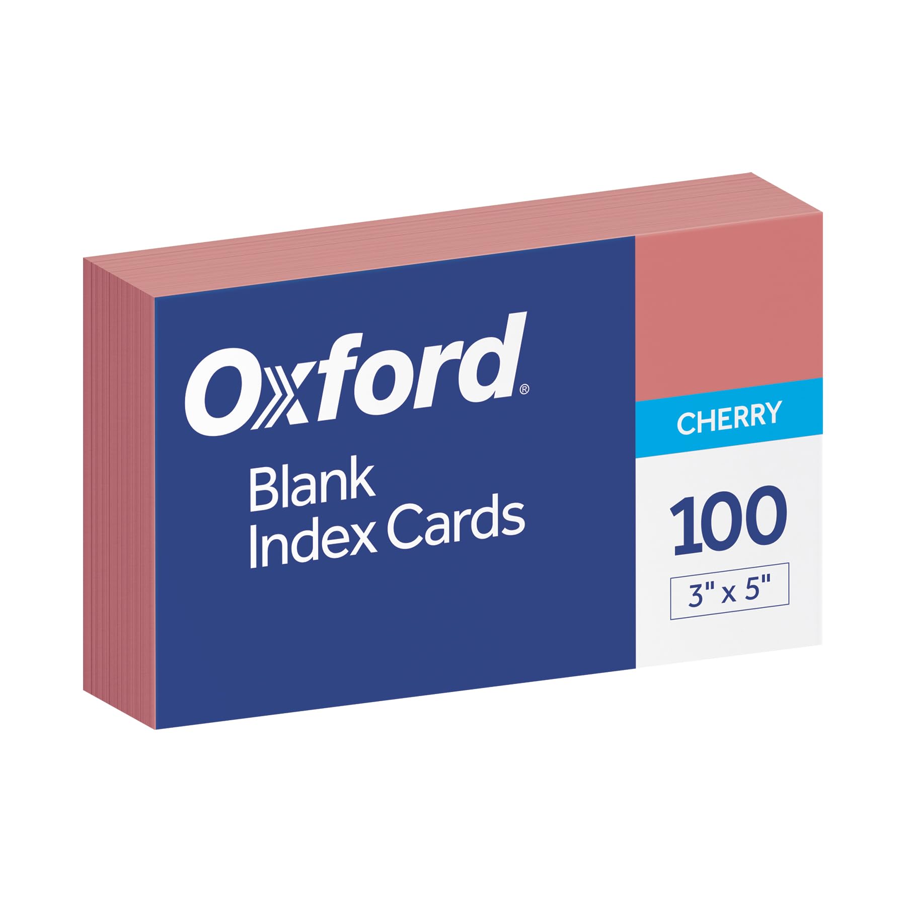 Oxford Blank Color Index Cards, 3" x 5", Cherry, 100 Per Pack (7320 CHE) 100 Count (Pack of 1)