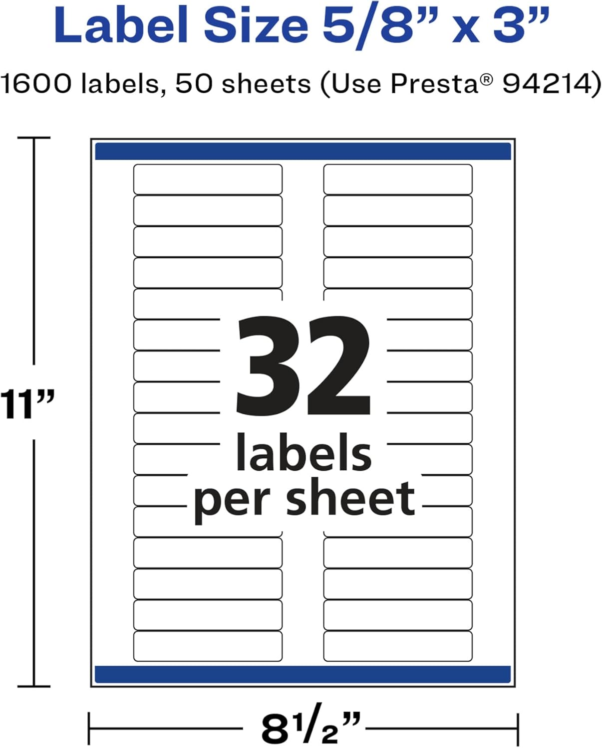 AVERY Glossy White Rectangle Labels, Sure Feed technology, 5/8" x 3", Permanent Adhesive, Laser/Inkjet Printable