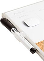 U Brands Magnetic Dry Erase Weekly Calendar Board With Cork Strip, 18"x7.5", Silver Aluminum Frame, Includes Magnet, Marker 18"W x 7.5"H