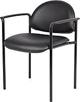 Boss Office Products Dimond Caressoft Stacking Chair with Arms in Black 250 lbs.